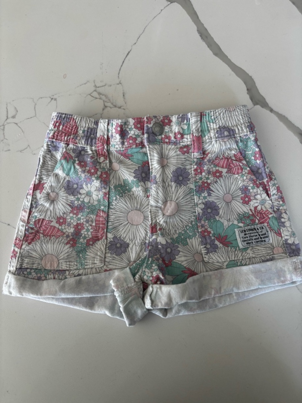 Levi Strauss Girls Floral Print Cotton Shorts - Pastel Multi size 6